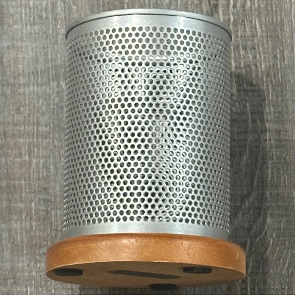 💞 Metal Pencil Cup with Wood Base
